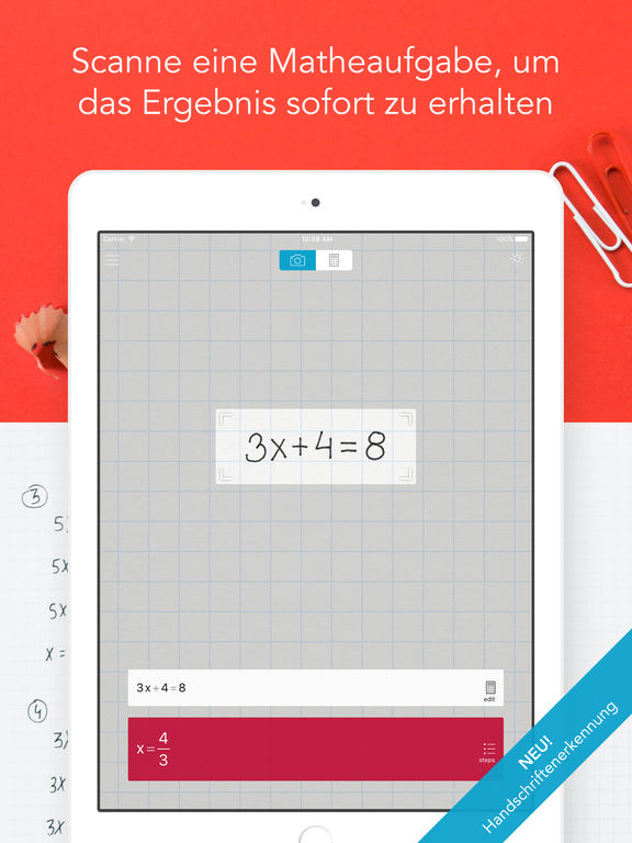 Photo Math App löst Matheaufgaben durch Abfotografieren