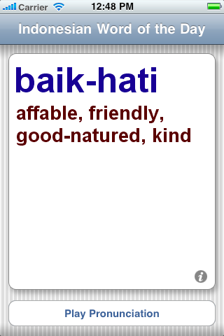 Indonesian Word of the Day free app screenshot 1