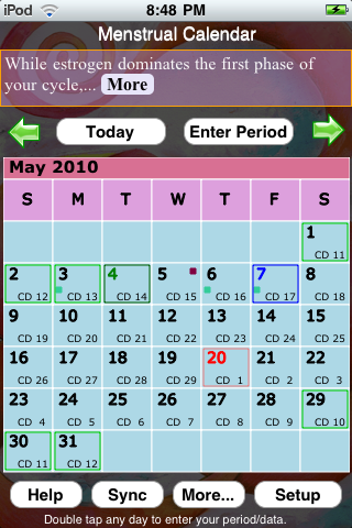 Free Menstrual Calendar free app screenshot 1