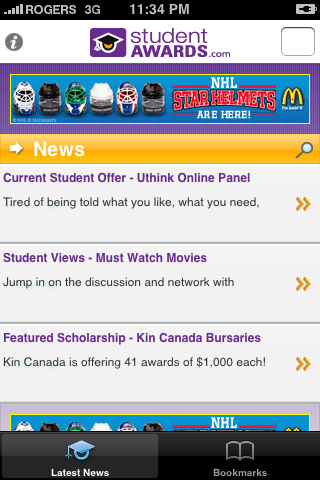 Studentawards.com (scholarships for high school, university and college students) free app screenshot 1