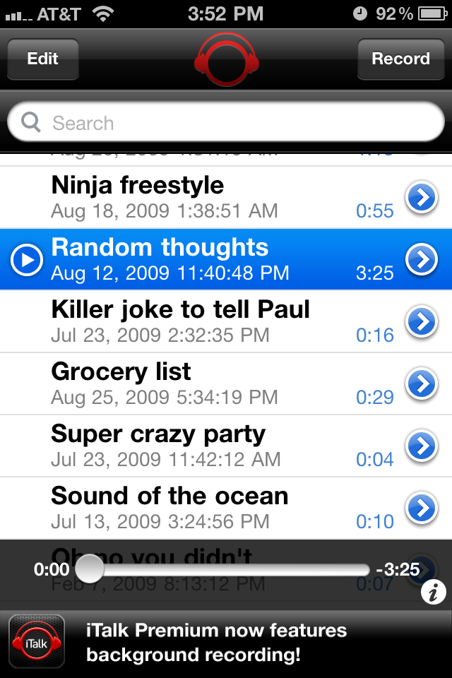 iTalk Recorder free app screenshot 1