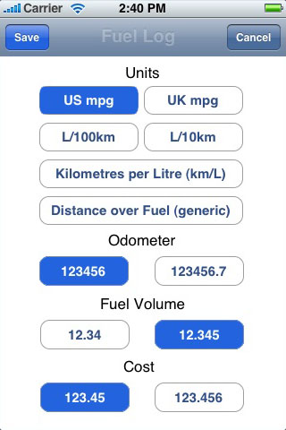 Fuel Log free app screenshot 3