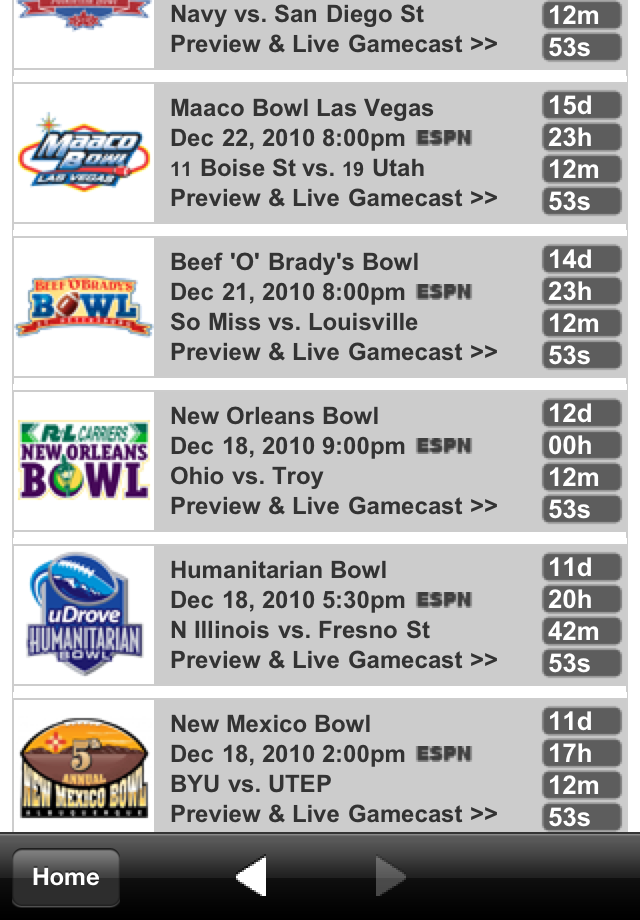 College Football Bowl Games free app screenshot 4