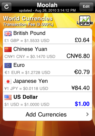 Moolah - Currency Exchange Rates Converter free app screenshot 1