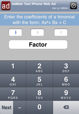 iFactor Quadratics free app screenshot 1