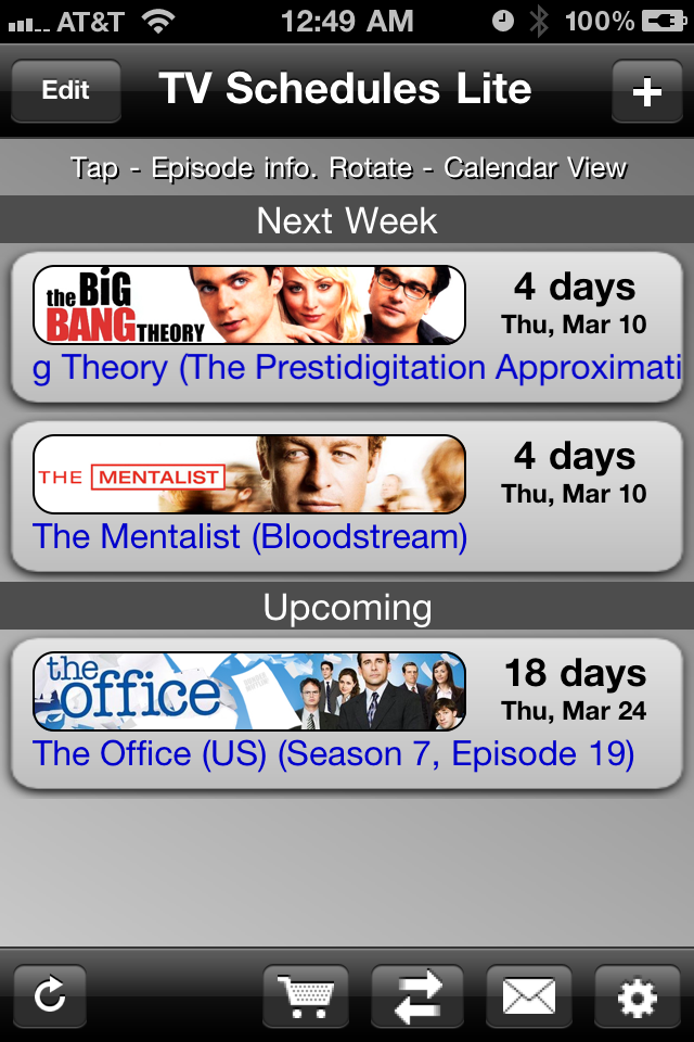 TV Schedules Lite free app screenshot 1