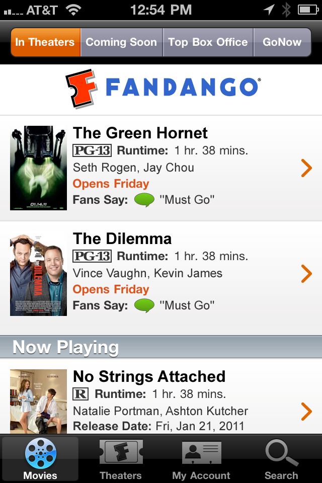 Fandango Movies - Times & Tickets free app screenshot 1