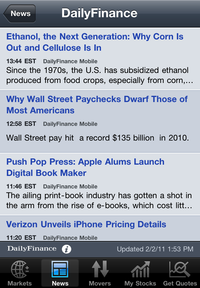 real time stock quotes app for iphone