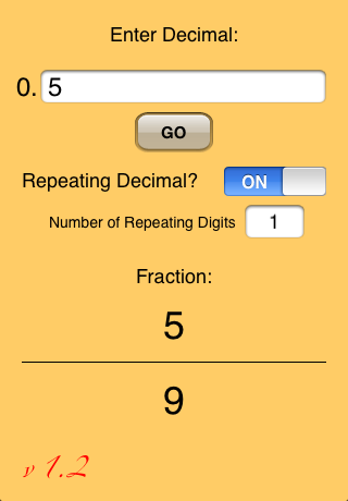 Decimal To Fraction free app screenshot 1