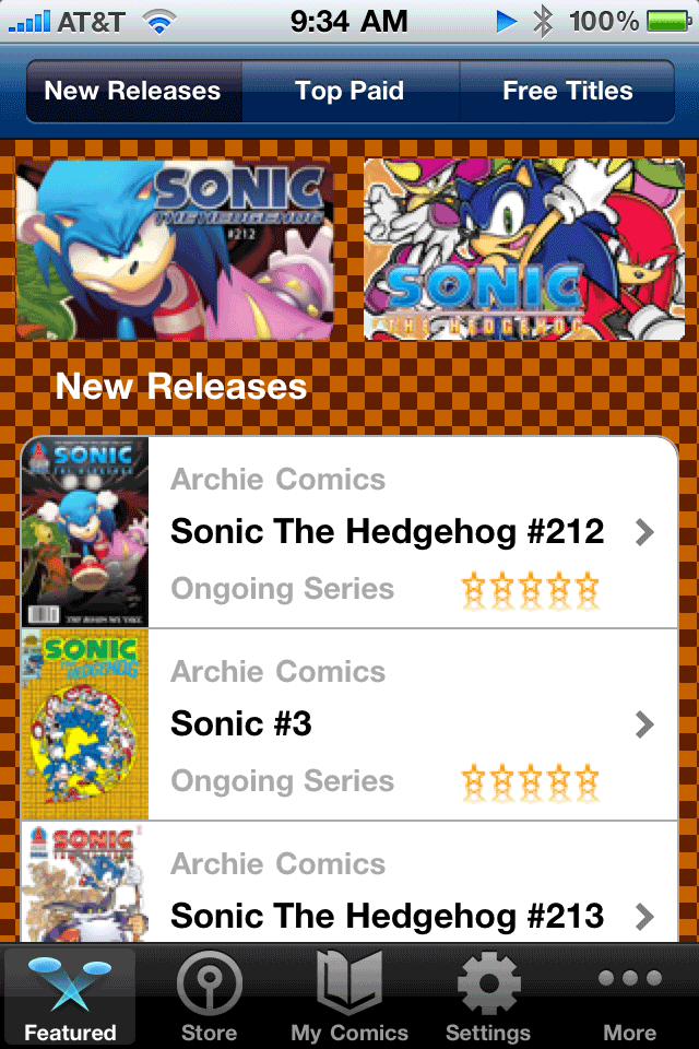 Sonic Comics free app screenshot 1