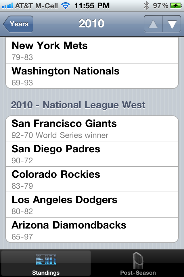 Baseball Statistics 2011 Edition free app screenshot 1