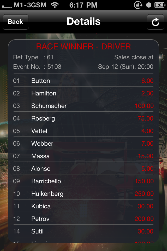 SG Motor Racing (Odds) free app screenshot 3