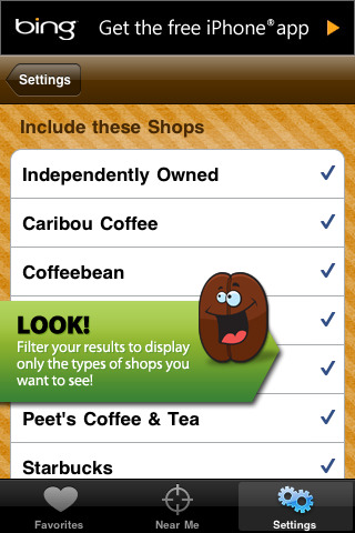 Find a Coffee Shop with CoffeeSpot - Indie or Starbucks free app screenshot 2