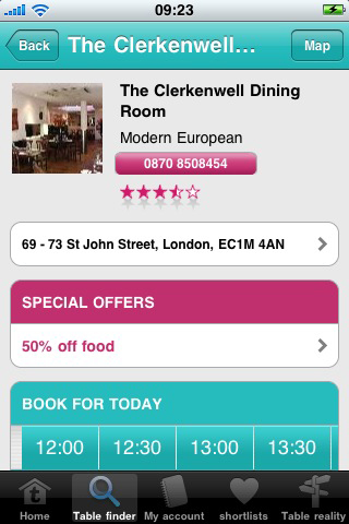 toptable restaurant finder free app screenshot 2