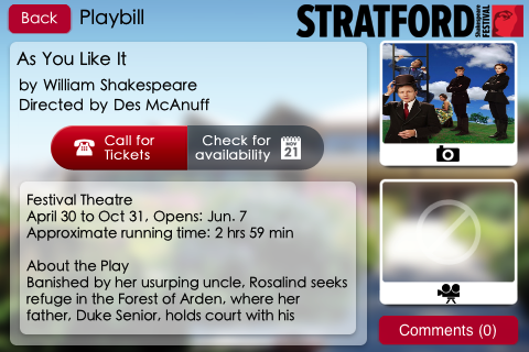 Stratford Festival Guide free app screenshot 2