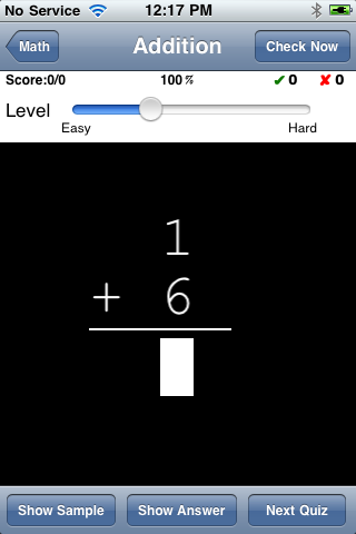 Math Practice (Addition Only) free app screenshot 1