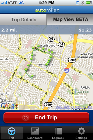 Automilez - Mobile GPS Mileage Logging free app screenshot 4