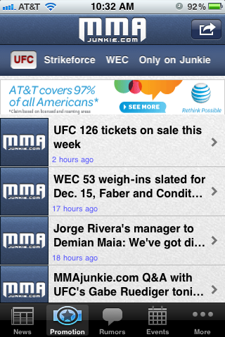 MMA Junkie Mobile free app screenshot 3