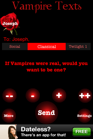 Vampire Texts Free free app screenshot 1