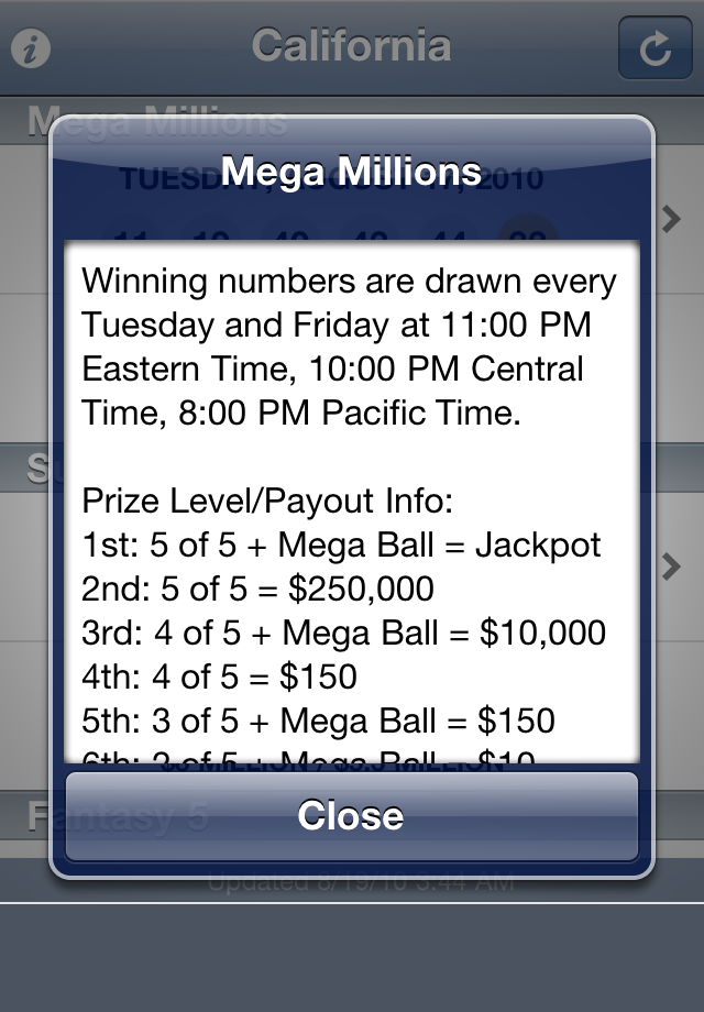 Lotto Results free app screenshot 2