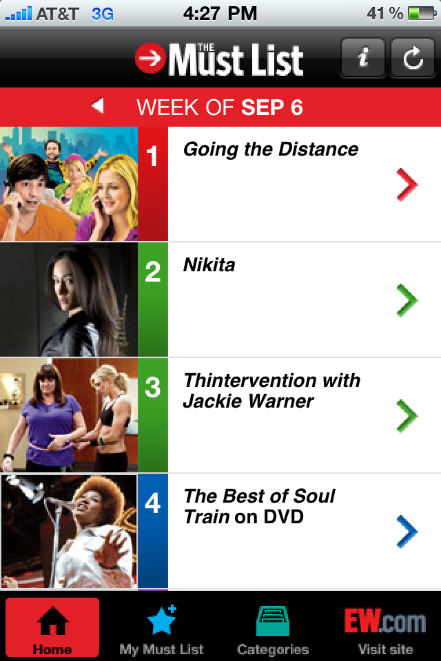 EW's Must List - from Entertainment Weekly free app screenshot 1