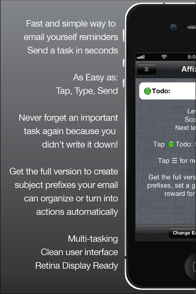 Affix Lite - Email yourself quickly with a subject prefix free app screenshot 1