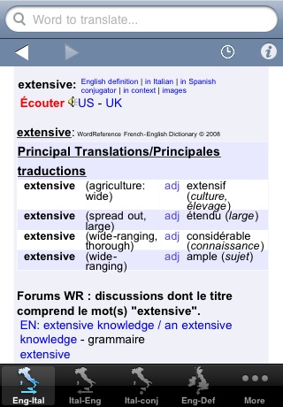 WordReference Italian-English dictionary free app screenshot 1