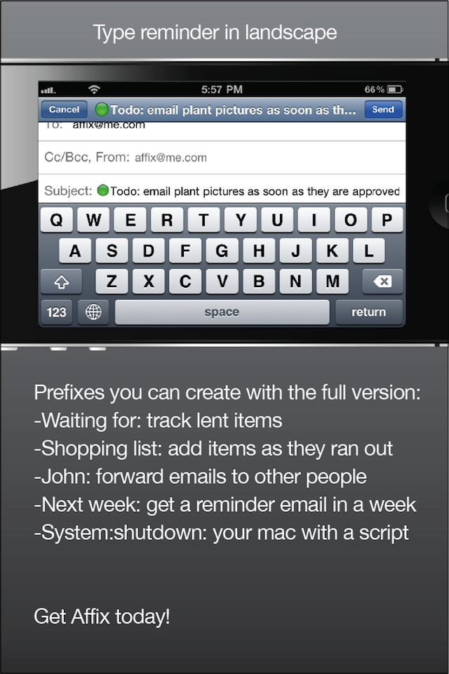 Affix Lite - Email yourself quickly with a subject prefix free app screenshot 3