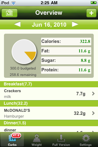 Carb Master Free - Daily Carbohydrate Tracker free app screenshot 1