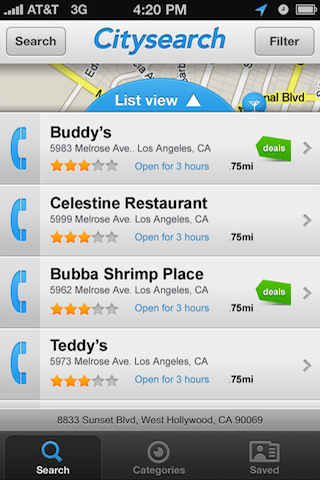 Citysearch free app screenshot 4