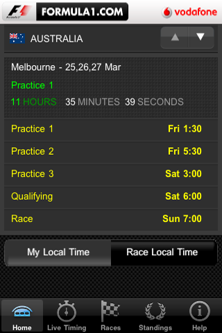 Formula1.com 2011 free app screenshot 1