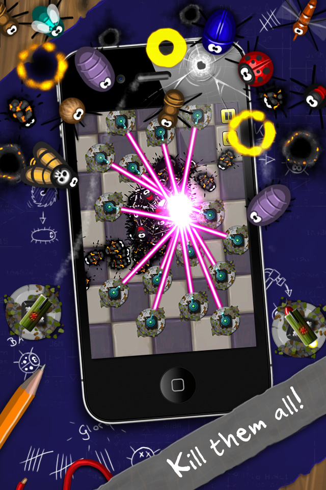 Pocket Bugs Free - make war on cute bugs with explosions grenades and crazy guns