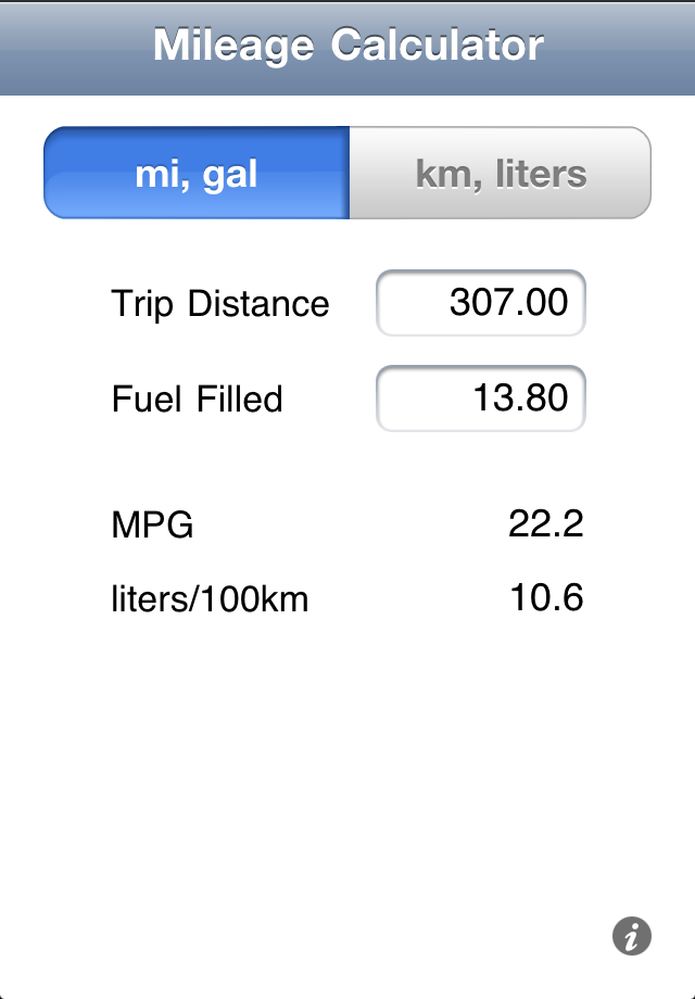 Fuel Mileage Calculator free app screenshot 1