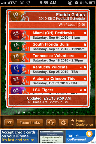 SEC Football Lite Edition for My Pocket Schedules free app screenshot 2