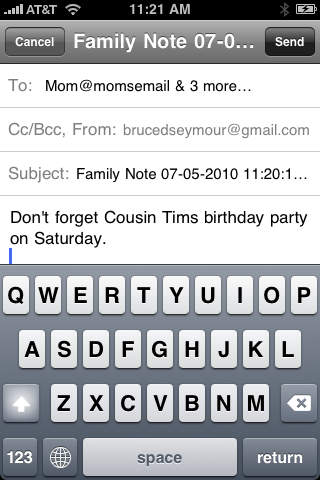 Family Note - Group Email screenshot 3