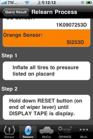 Orange TPMS screenshot 3