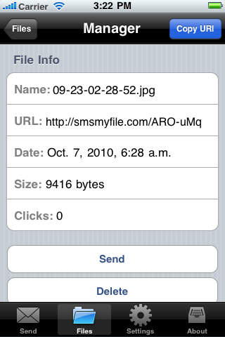 SMSMyFile screenshot 3