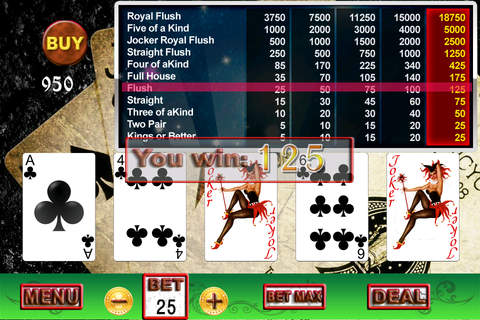 4 Aces Royal Flush VideoPoker HD screenshot 4