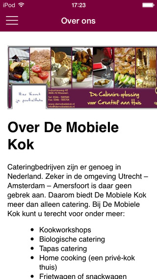 【免費商業App】De Mobiele Kok Catering-APP點子