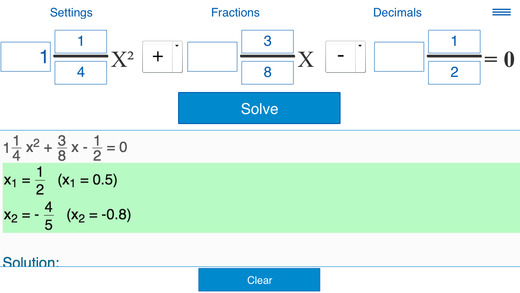 【免費教育App】Quadratic equation solver - x2Solver - Calculator for solving quadratic equations with fractions and parentheses-APP點子