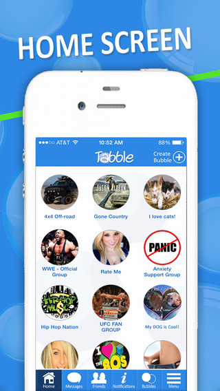 Tabble - Group Messaging Live Forum - Join or Create your own Bubble Hundreds of interesting topics 