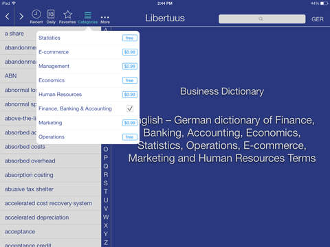 【免費商業App】English – German Finance, Banking and Accounting Dictionary. Englisch - Deutsch Finanz-, Bank- & Rechnungswesen Wörterbuch-APP點子