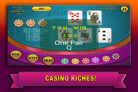 Aaaah! Zeus 5 Card Poker Casino - myVegas HD Video Slots Jackpot! Pro screenshot 4