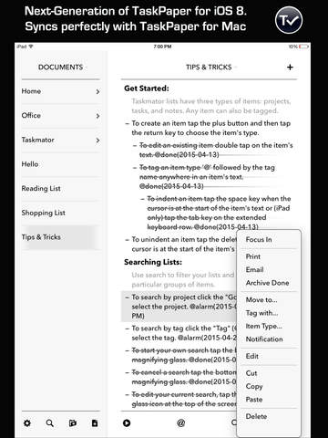 【免費生產應用App】Taskmator - TaskPaper compatible with Reminders for iOS-APP點子