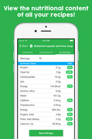 Valued Recipes - Calculate calories and nutrition for your recipes. Calorie counter and recipe manager screenshot 4