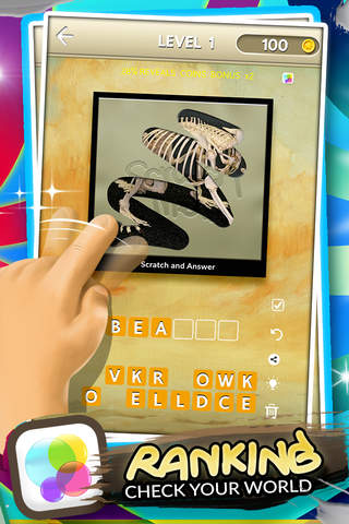 Scratch The Pic : Animal Skeletons Trivia Photo Reveal Games Free screenshot 2