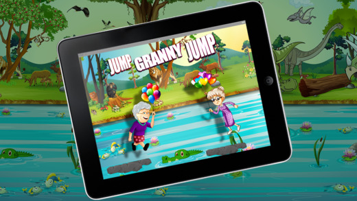 Help Grandma Jump Through the River to Escape from the Crocodiles