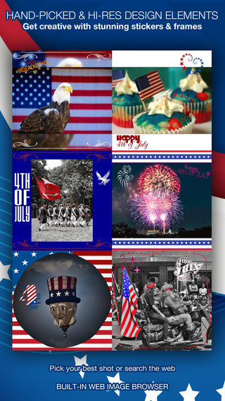 Insta 4th of July – Happy Independence Day Border Frame and Stickers