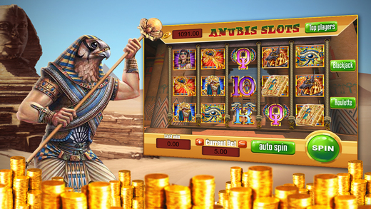 Anubis Way Slots Rising Jackpots Slot Machine with Pharaoh's Golden Pyramid of Treasure and Egypt Bo
