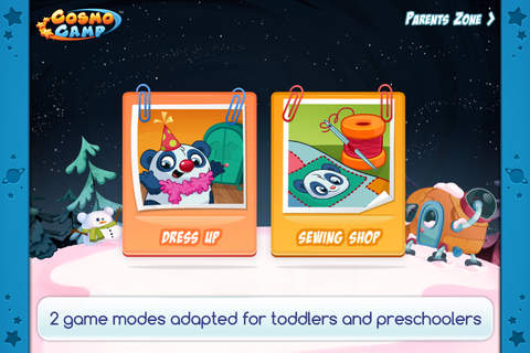 CosmoCamp: Migo and Pandy's Dress Up Game for preschoolers screenshot 2